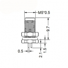 M5 3pins A code male straight front panel mount connector, insert