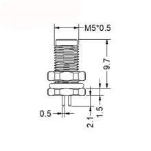 M5 4pins A code male straight front panel mount connector, insert