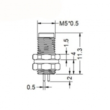 M5 4pins A code male straight rear panel mount connector, insert