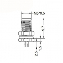 M5 3pins A code male straight front panel mount connector, solder