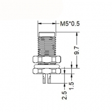 M5 4pins A code male straight front panel mount connector, solder