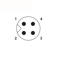 M5 4pins A code male straight front panel mount connector, solder