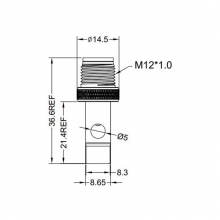 M12 4pins D code male moldable connector with shielded,brass with nickel plated screw