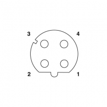 M12 4pins D code female moldable connector with shielded,brass with nickel plated screw