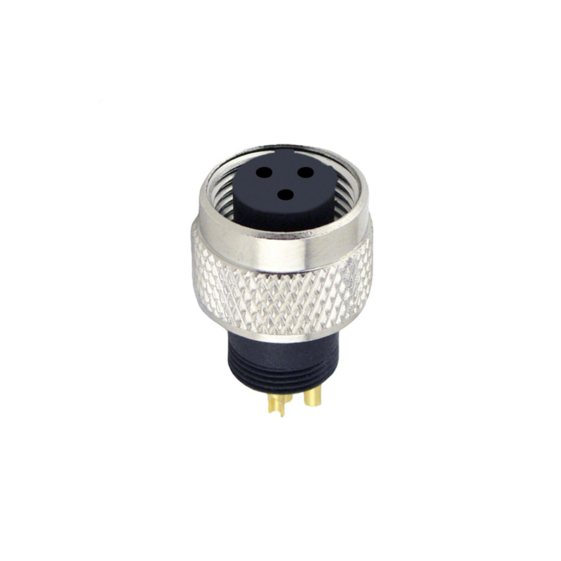 M12 3pins C code female moldable connector,unshielded,brass with nickel plated screw