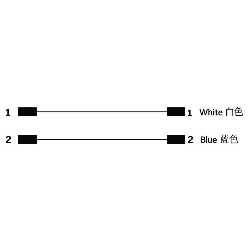 M12 2pins C code male straight to male right angle molded cable,unshielded,PUR,-40°C~+105°C,22AWG 0.34mm²,brass with nickel plated screw