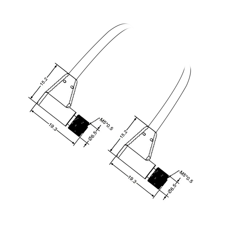 M5 3pins A code female to female right angle cable,shielded,PVC,-40°C~+105°C,26AWG 0.14mm²,brass with nickel plated screw