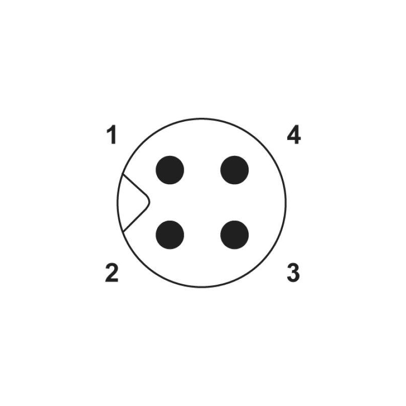 M5 4pins A code male to female right angle cable,shielded,PVC,-10°C~+80°C,26AWG 0.14mm²,brass with nickel plated screw