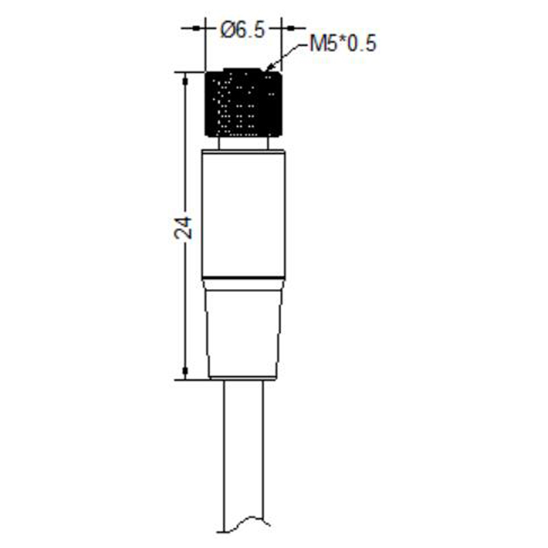 M5 3pins A code female straight cabler,shielded,PVC,-10°C~+80°C,26AWG 0.14mm²,brass with nickel plated screw