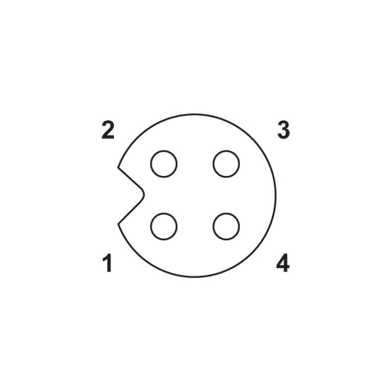 M5 4pins A code male right angle to female straight cable,shielded,PUR,-40°C~+105°C,26AWG 0.14mm²,brass with nickel plated screw