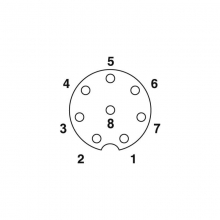 M8 8pins A code female straight rear panel mount connector,unshielded,single wires,brass with nickel plated shell