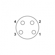 M8 4pins A code female straight rear panel mount connector,unshielded,single wires,brass with nickel plated shell