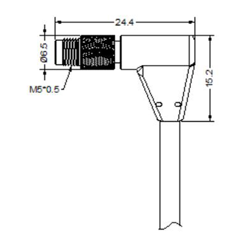 M5 4pins A code male right angle cable,shielded,PVC,-10°C~+80°C,26AWG 0.14mm²,brass with nickel plated screw