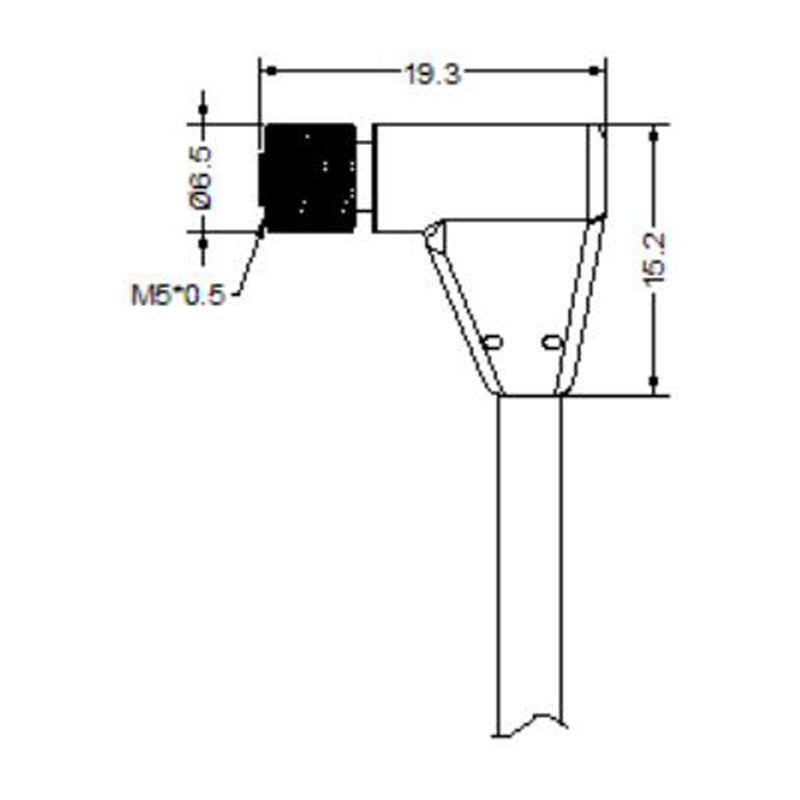 M5 3pins A code female right angle cable,shielded,PVC,-40°C~+105°C,26AWG 0.14mm²,brass with nickel plated screw