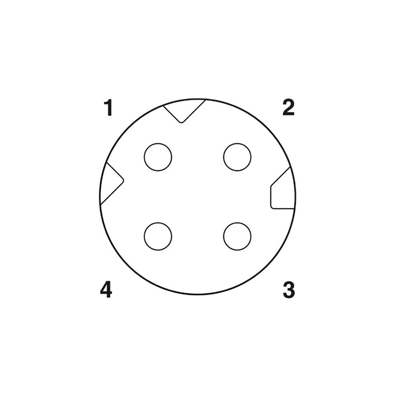 M8 4pins D female moldable connector with shielded,brass with nickel plated screw