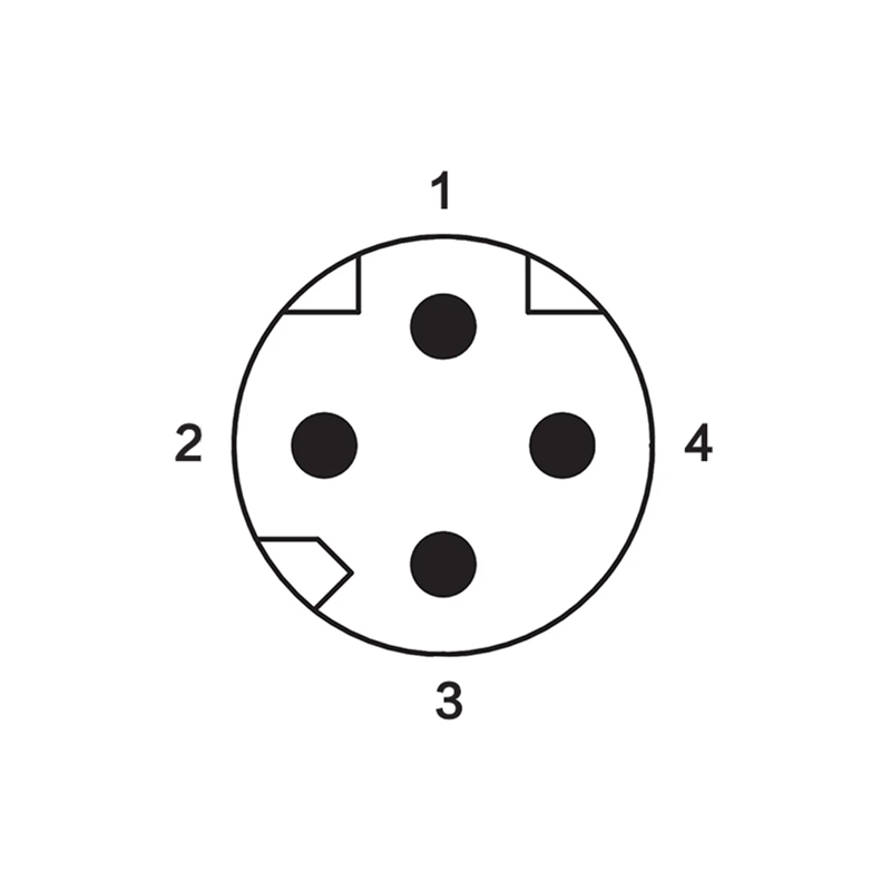 M8 4pins D male straight rear panel mount connector,unshielded,insert,brass with nickel plated shell