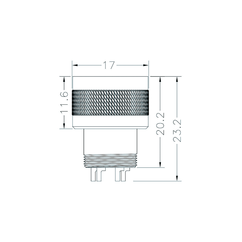 M16 3pins A code female moldable connector,unshielded,brass with nickel plated screw