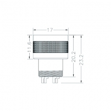 M16 8pins A code female moldable connector,unshielded,brass with nickel plated screw