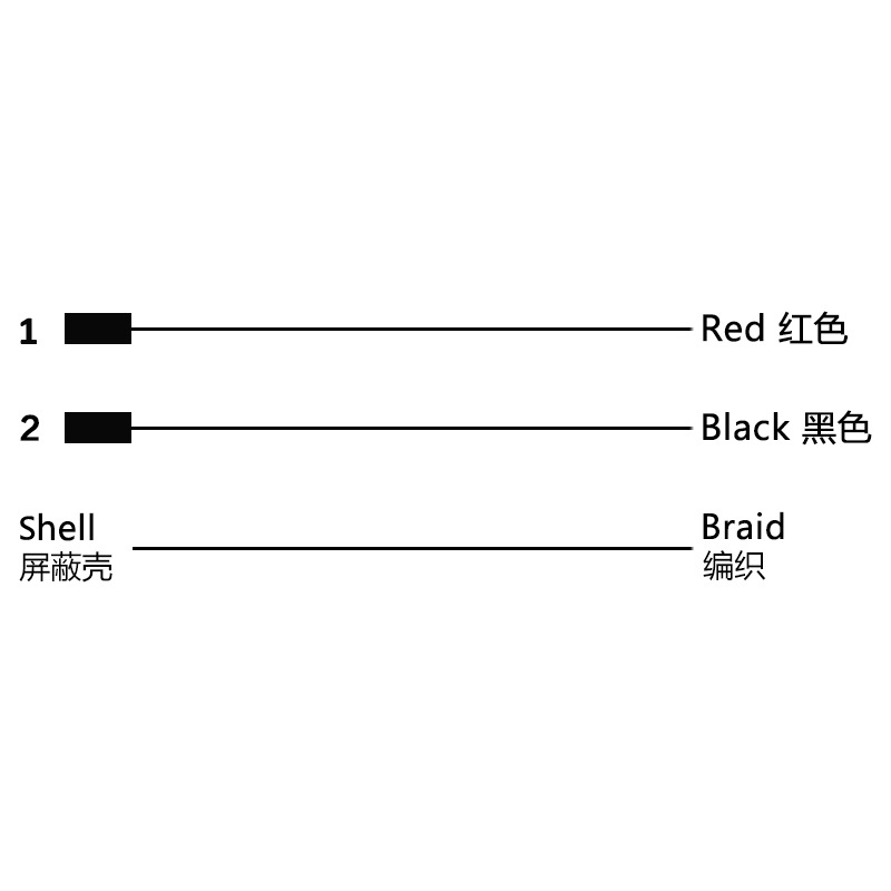 M16 2pins A code female straight molded cable,shielded,PUR,-40°C~+105°C,18AWG 0.75mm²,brass with nickel plated screw