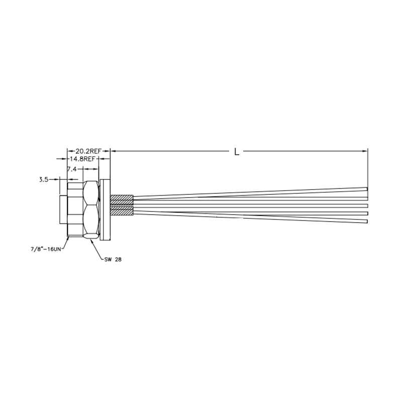 7/8"-16un 5pins female straight front panel mount connector,single wire