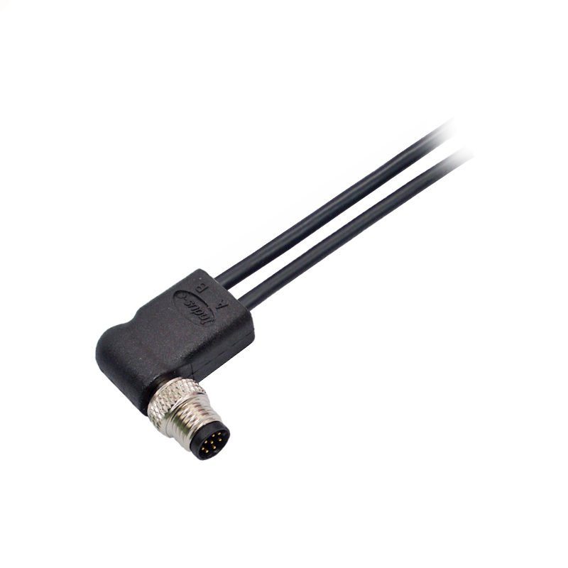 M8 8pins A code male right angle connector Y shape cable