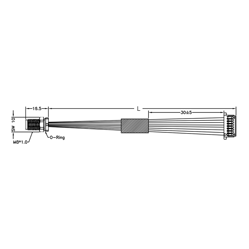 M8 8pins A code male straight front panel mount connector to JST SHR-08V-S-B connector