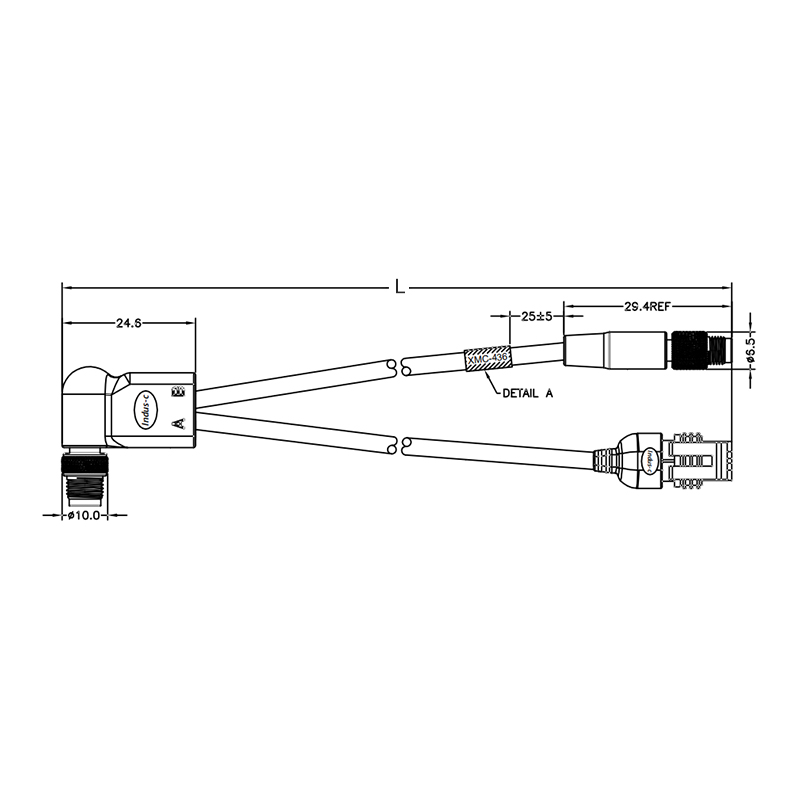 M8 8pins A code male to M5 A code 4pin+TE 281924-4 connector breakout cable assembly