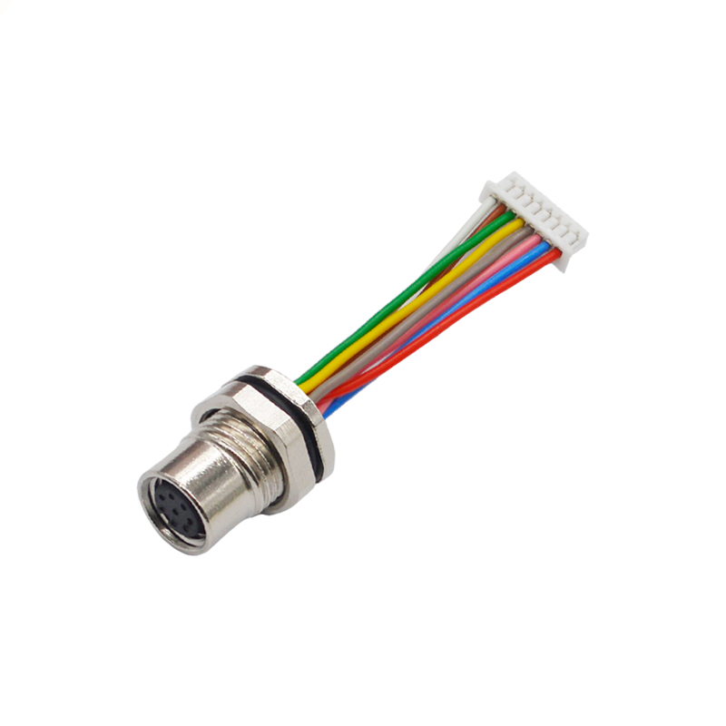 M8 8pins A code female straight front panel mount connector to MOLEX 0510210800 connector