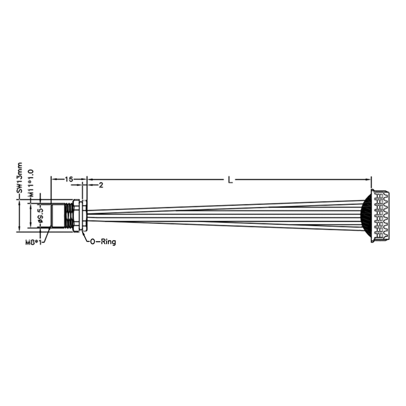 M8 8pins A code female straight front panel mount connector to MOLEX 0510210800 connector