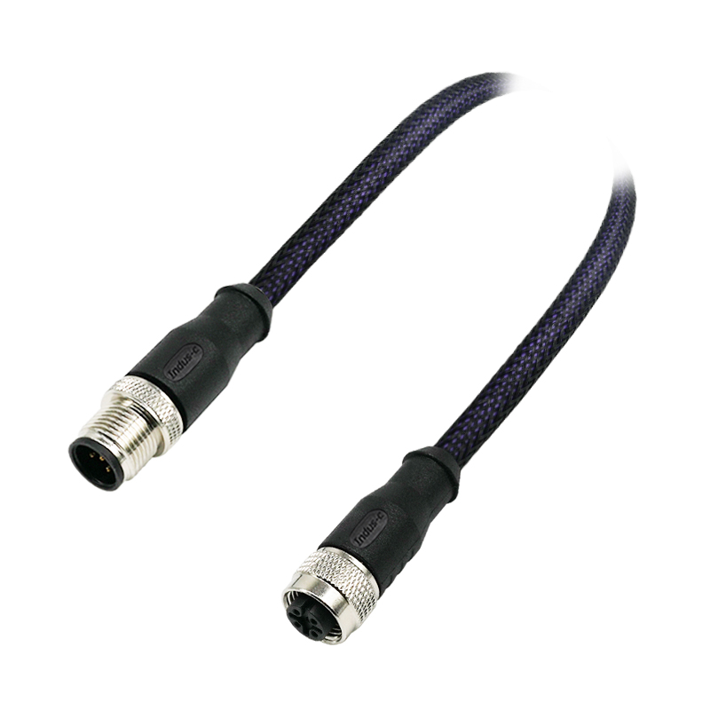 M12 5pins A code male to female straight molded cable,shielded