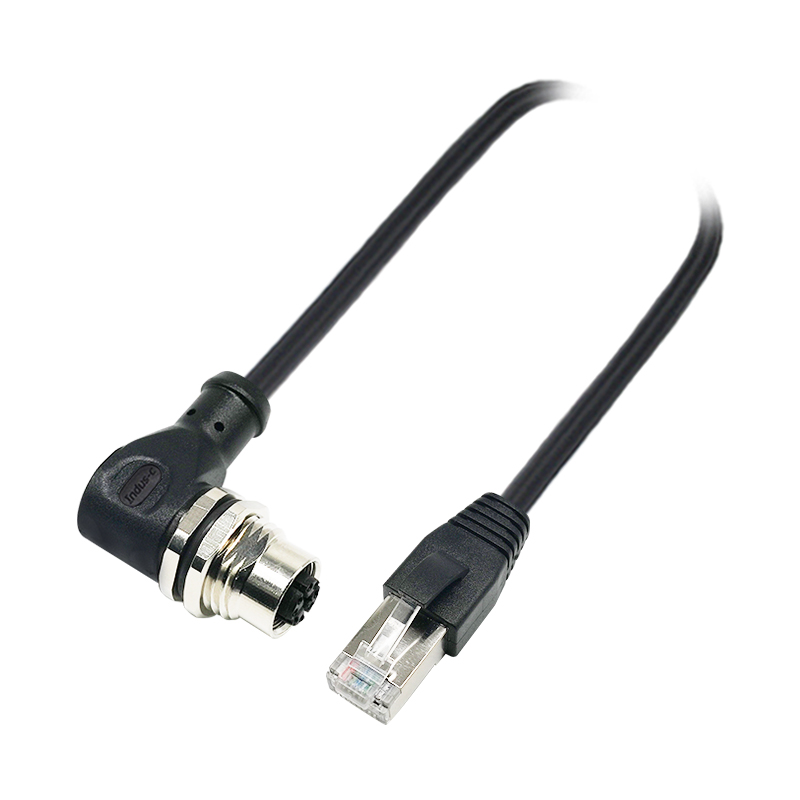 M12  8pins X codefemale front mount connector to RJ45 8P8C connector cable