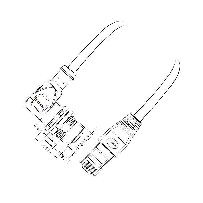 M12  8pins X codefemale front mount connector to RJ45 8P8C connector cable