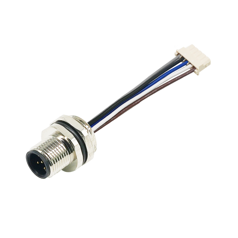 M12 5pins A code male straight rear mount connector to Molex 50-37-5063 connector