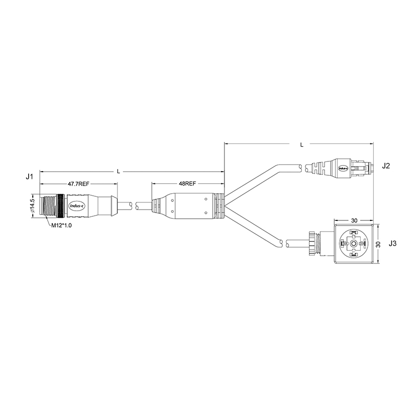 M12 5pins A code male to Solenoid valve+APTIV 12078090 connector cable