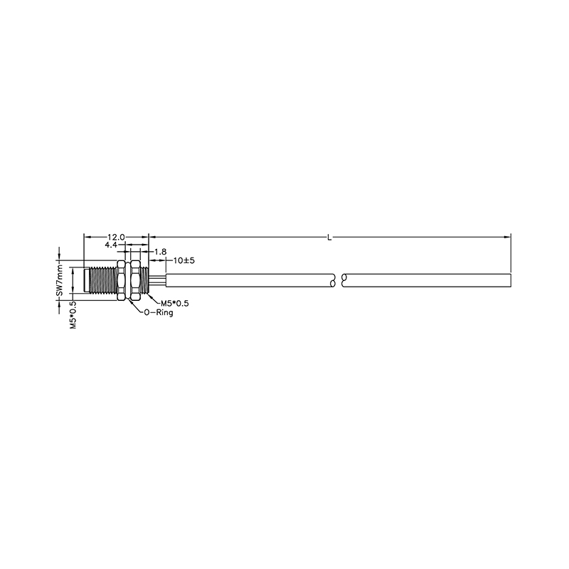 M5 3pins A code male straight rear mount connector with cable