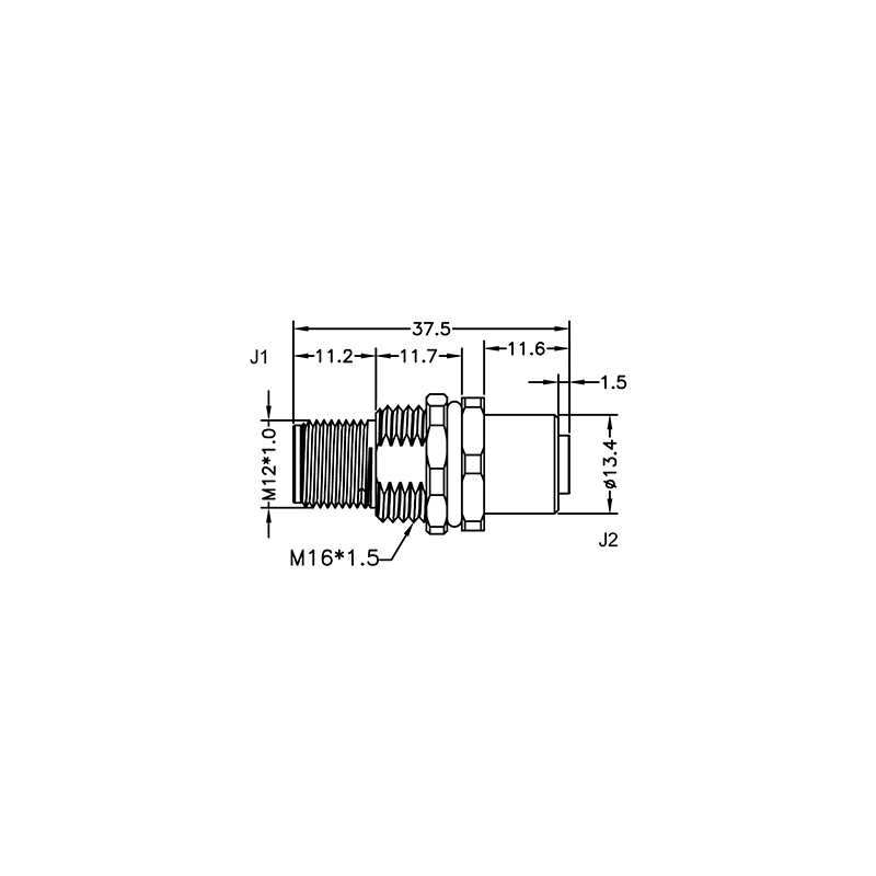 M12 5pins A code male front mount to M12 5pins A code female connector,shield