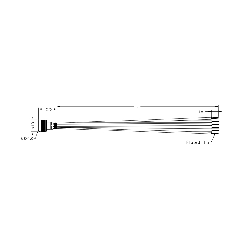 M8 8pins A code female connector with wires