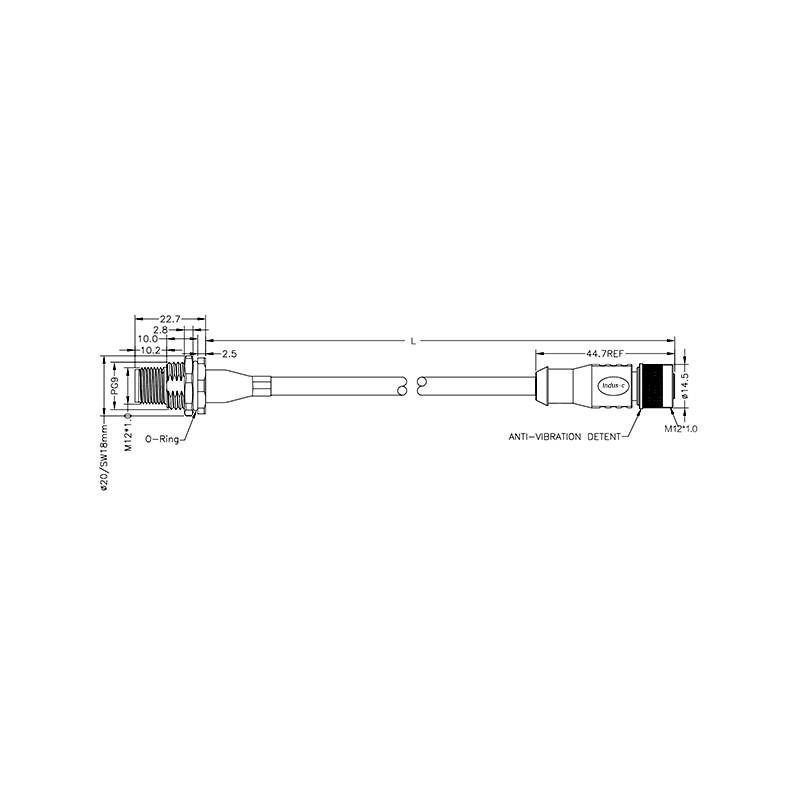 M12 12pins A code male front mount to M12 12pins A code female front mount connector