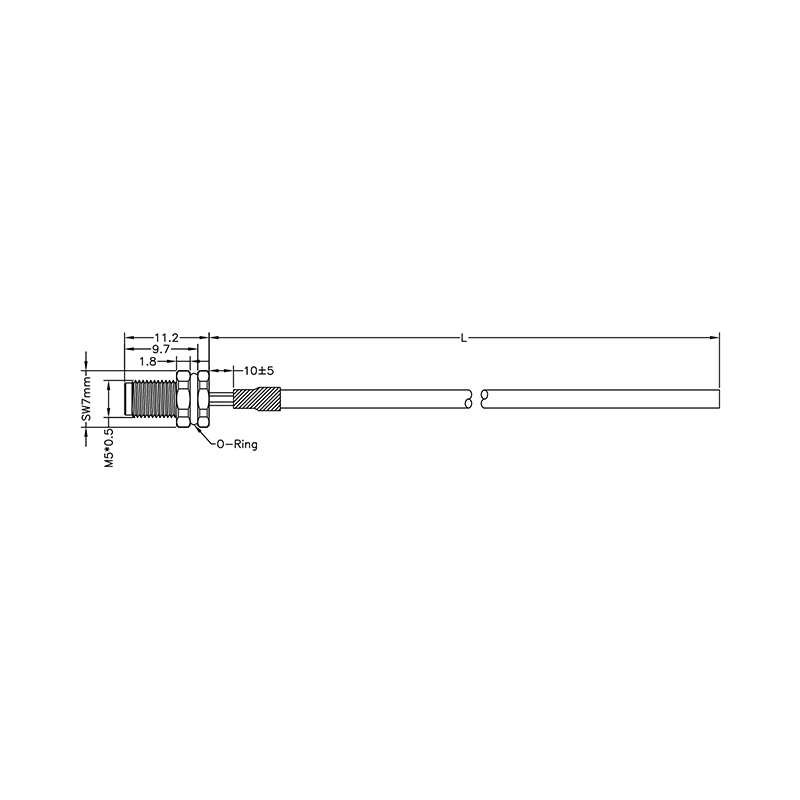 M5 3pins A code male straight front mount connector with cable