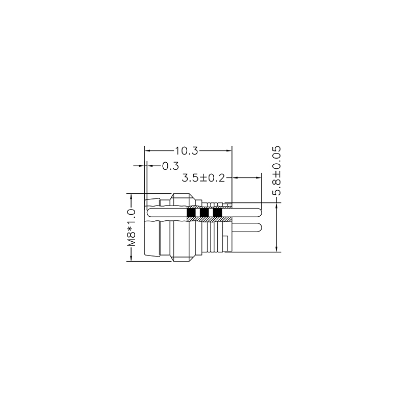 M8 3pins A code male panel mount tube connector insert