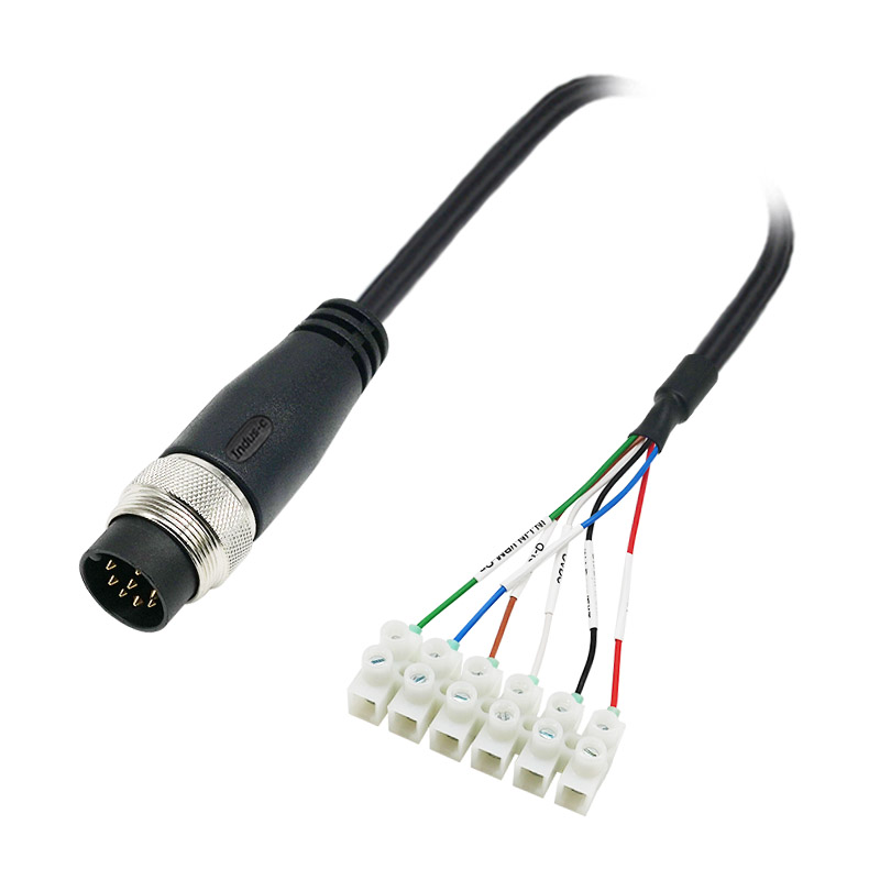 M16 8pins A code male to ferrules cable