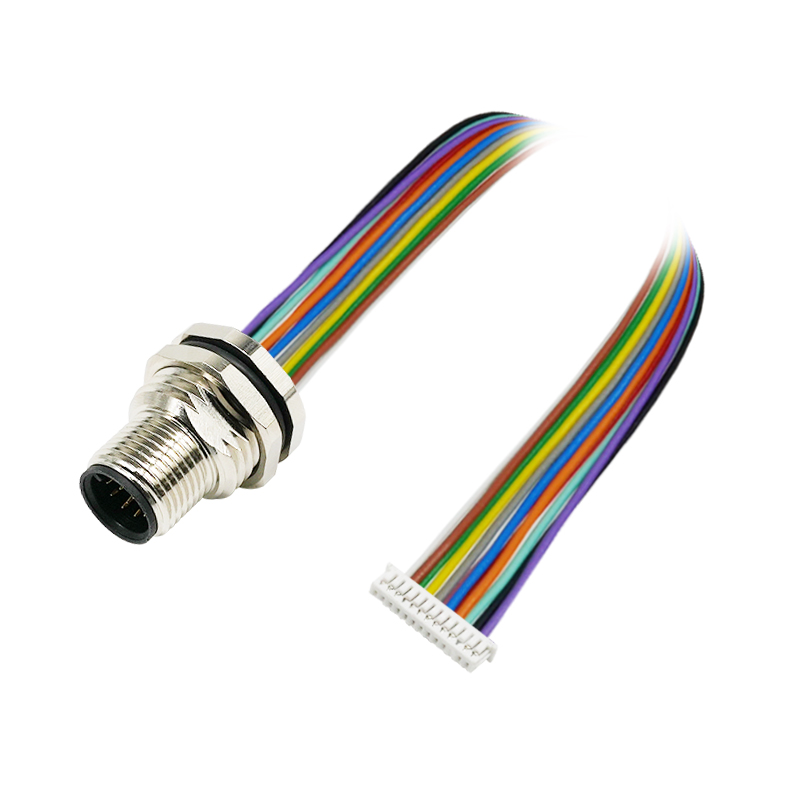 M12 12pins A code male front mount connector to JST PHP-14 cable